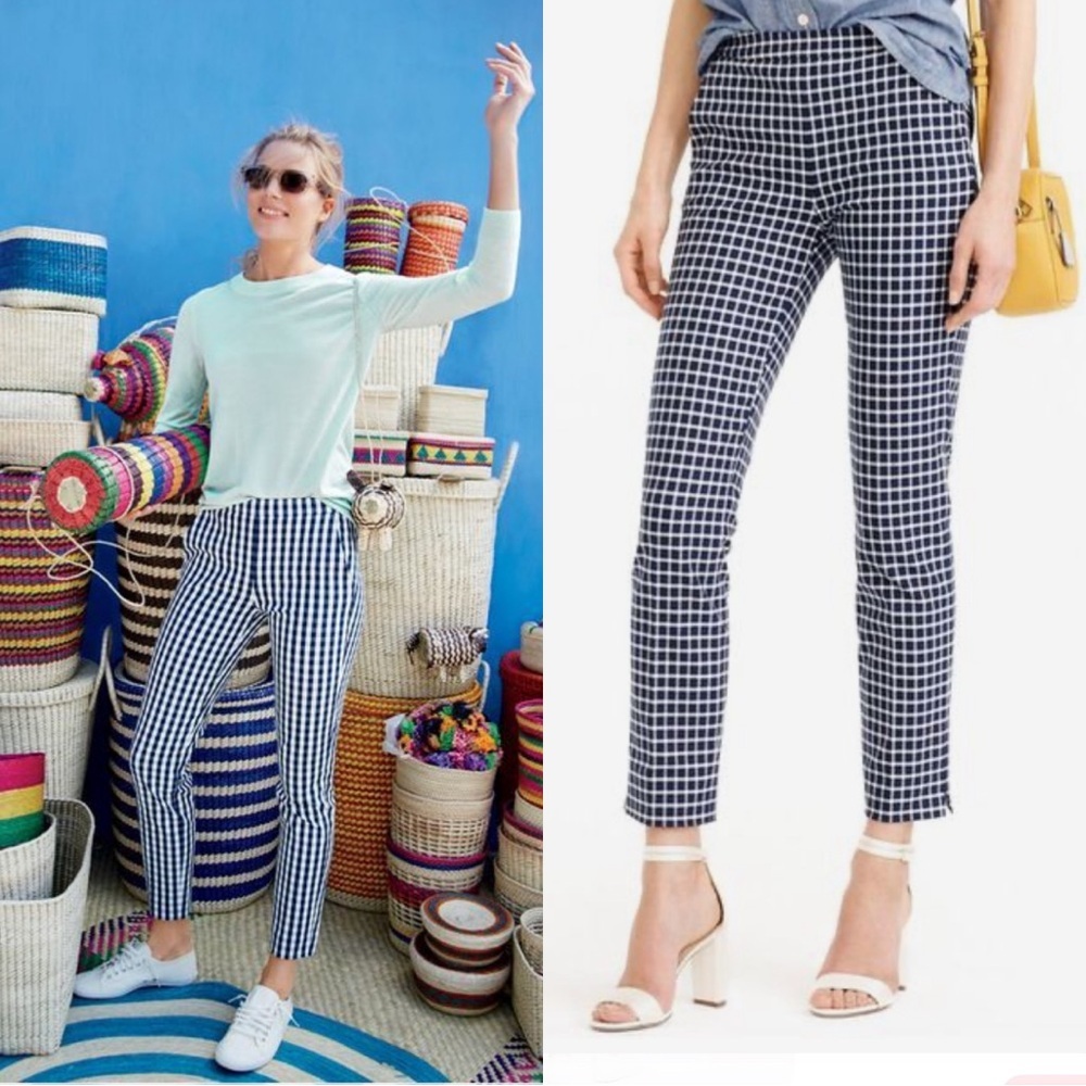 J. Crew Martie Windowpane Navy Pants Size 0